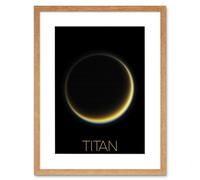 Artery8 Wall Art Print NASA Our Solar System Titan Saturn's Moon Night Side Artwork Framed 9X7 Inch in Beige | Size: W7" x H9" Artery8 Beige W7" x H9"