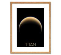 Artery8 Wall Art Print NASA Our Solar System Titan Saturn's Moon North Pole Artwork Framed 9X7 Inch in Beige | Size: W7" x H9" Artery8 Beige W7" x H9"