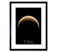 Artery8 Wall Art Print NASA Our Solar System Titan Saturn's Moon North Pole Artwork Framed 9X7 Inch in Black | Size: W7" x H9" Artery8 Black W7" x H9"