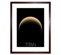 Artery8 Wall Art Print NASA Our Solar System Titan Saturn's Moon North Pole Artwork Framed 9X7 Inch in Brown | Size: W7" x H9" Artery8 Brown W7" x H9"