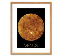 Artery8 Wall Art Print NASA Our Solar System Venus Planet Northern Hemisphere Artwork Framed 9X7 Inch in Beige | Size: W7" x H9" Artery8 Beige W7" x H9"