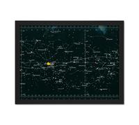 Artery8 Wall Art Print NASA Space CSM-TEC Apollo 11 Star Chart Map Galaxy Large Framed Wall Décor Art in Brown | Size: W18" x H24" Artery8 Brown W18" x H24"