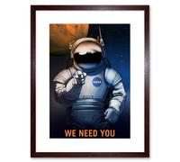 Artery8 Wall Art Print NASA Space Job Advert We Need You Artwork Framed 9X7 Inch in Brown | Size: W7" x H9" Artery8 Brown W7" x H9"