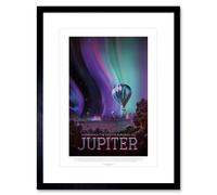 Artery8 Wall Art Print NASA Space Travel Advert Jupiter Artwork Framed 9X7 Inch in Black | Size: W7" x H9" Artery8 Black W7" x H9"