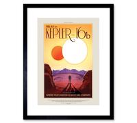 Artery8 Wall Art Print NASA Space Travel Advert KEPLER-16B Artwork Framed 9X7 Inch in Black | Size: W7" x H9" Artery8 Black W7" x H9"