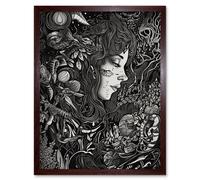 Artery8 Wall Art Print Nature Goddess Black & White Modern Art Framed in Brown | Size: W12" x H16" Artery8 Brown W12" x H16"
