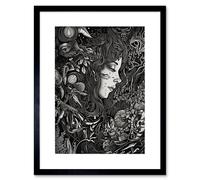 Artery8 Wall Art Print Nature Goddess Black & White Modern Artwork Framed 9X7 Inch | Size: W7" x H9" Artery8 Black W7" x H9"