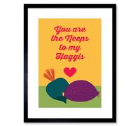 Artery8 Wall Art Print Neeps To My Haggis Plates Artwork Framed 9X7 Inch in Black | Size: W7" x H9" Artery8 Black W7" x H9"