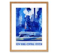 Artery8 Wall Art Print New York Central System Train Industrial Artwork Framed 9X7 Inch in Beige | Size: W7" x H9" Artery8 Beige W7" x H9"