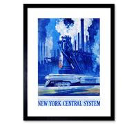 Artery8 Wall Art Print New York Central System Train Industrial Artwork Framed 9X7 Inch in Black | Size: W7" x H9" Artery8 Black W7" x H9"