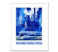 Artery8 Wall Art Print New York Central System Train Industrial Artwork Framed 9X7 Inch in White | Size: W7" x H9" Artery8 White W7" x H9"
