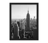 Artery8 Wall Art Print New York Empire State Building City Black White Photo Large Framed Wall Décor Art in Light Oak | Size: W18" x H24" Artery8 Light Oak W18" x H24"