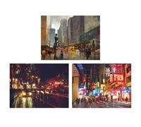 Artery8 Wall Art Print New York London Chinatown Cityscape At Night Set Of 3 s Living Room Aesthetic Oil Paintings A4 Artery8 Multicolor A4