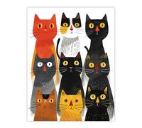 Wall Art Print Nine Cats 9 Quirky Fun Animals Cat Lover Poster Artery8 Multi W24 inch x H32 inch
