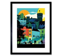 Wall Art Print Nottingham City Abstract Multicoloured Cityscape Artwork Framed 9X7 Inch Artery8 Black W7 inch x H9 inch