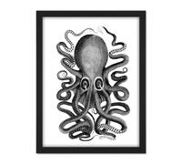 Artery8 Wall Art Print Octopus Vintage Large Large Framed Wall Décor Art in Light Oak | Size: W18" x H24" Artery8 Light Oak W18" x H24"