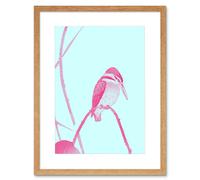 Artery8 Wall Art Print Ohara Koson Lotus Kingfisher Art Black Framed 9x7 inch in Beige | Size: W7" x H9" Artery8 Beige W7" x H9"