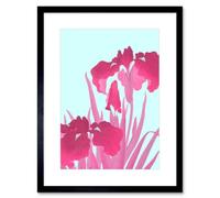 Artery8 Wall Art Print Ohara Koson Pink Iris Flowers Art Black Framed 9X7 Inch