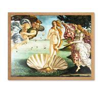 Artery8 Wall Art Print Old Master Art The Birth of Venus Botticelli Painting Sea Shell Goddess Love Beauty Symbol Art Framed | Size: W12" x H16" Artery8 Light Oak W12" x H16"