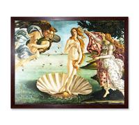 Artery8 Wall Art Print Old Master Art The Birth of Venus Botticelli Painting Sea Shell Goddess Love Beauty Symbol Art Framed | Size: W12" x H16" Artery8 Brown W12" x H16"