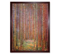 Wall Art Print Old Master Painting Gustav Klimt Tannenwald I Pine Tree Forest Landscape Art Framed Artery8 Brown W12 inch x H16 inch