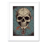 Artery8 Wall Art Print Old School USA Tattoo Ink Body Art Skull Spider Rockabilly Americana 50s Artwork Framed 9X7 Inch in White | Size: W7" x H9" Artery8 White W7" x H9"