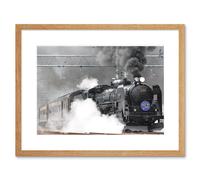 Artery8 Wall Art Print Old Steam Train Engine Framed in Beige | Size: W7" x H9" Artery8 Beige W7" x H9"