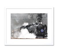 Artery8 Wall Art Print Old Steam Train Engine Framed in White | Size: W7" x H9" Artery8 White W7" x H9"