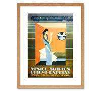 Artery8 Wall Art Print Orient Express Train London Paris Venice Artwork Framed 9X7 Inch in Beige | Size: W7" x H9" Artery8 Beige W7" x H9"