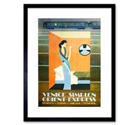 Artery8 Wall Art Print Orient Express Train London Paris Venice Artwork Framed 9X7 Inch in Black | Size: W7" x H9" Artery8 Black W7" x H9"
