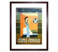 Artery8 Wall Art Print Orient Express Train London Paris Venice Artwork Framed 9X7 Inch in Brown | Size: W7" x H9" Artery8 Brown W7" x H9"