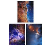 Artery8 Wall Art Print Pack of 3 NASA James Webb Images Cosmic Cliffs Carina Nebula Stellar Lifecycle 30 Doradus Stars Large Poster Set Artery8 Multicolor