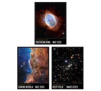Artery8 Wall Art Print Pack of 3 NASA James Webb Southern Ring Carina Nebula Cosmic Cliffs Deep Field Images Large Poster Set Artery8 Multicolor
