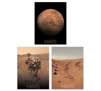 Artery8 Wall Art Print Pack of 3 NASA Our Solar System Planet Mars Images Curiosity Rover Red Planet Surface Exploration Large Poster Set Artery8 Multicolor