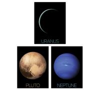 Artery8 Wall Art Print Pack of 3 NASA Our Solar System Planets Uranus Neptune Dwarf Pluto Voyager 2 & New Horizons Images Large Poster Set Artery8 Multicolor