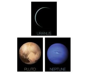 Artery8 Wall Art Print Pack of 3 NASA Our Solar System Planets Uranus Neptune Dwarf Pluto Voyager 2 & New Horizons Images Large Poster Set Artery8 Multicolor