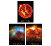 Artery8 Wall Art Print Pack of 3 NASA Our Solar System The Sun Star Solar Flares & X-Ray Image Large Poster Set Artery8 Multicolor