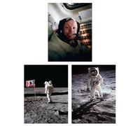 Artery8 Wall Art Print Pack of 3 NASA Space Apollo 11 Mission Moon Landing Astronaut Neil Armstrong Buzz Aldrin Large Poster Set Artery8 Multicolor