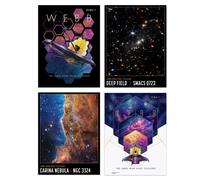 Artery8 Wall Art Print Pack of 4 NASA James Webb Space Telescope Exoplanet Travel Carina Nebula Cosmic Cliffs Deep Field Images Living Room s Set Artery8 Multicolor A4