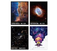 Artery8 Wall Art Print Pack of 4 NASA James Webb Space Telescope Images Cosmic Cliffs Carina Nebula Southern Ring Nebula Deep Field Living Room s Set Artery8 Multicolor A4