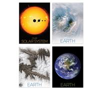 Artery8 Wall Art Print Pack of 4 NASA Our Solar System The Sun & Planet Earth Images from Space Kamchatka Volcanoes Glaciers Living Room s Set Artery8 Multicolor W12" x H16"