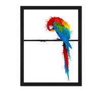 Artery8 Wall Art Print Paint Splat Parrot Art Large Framed Wall Décor Art in Light Oak | Size: W18" x H24" Artery8 Light Oak W18" x H24"