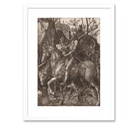 Artery8 Wall Art Print Painting Albrecht Durer Knight Death Devil Old Master Artwork Framed 9X7 Inch in White | Size: W7" x H9" Artery8 White W7" x H9"