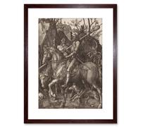 Artery8 Wall Art Print Painting Albrecht Durer Knight Death Devil Old Master Artwork Framed 9X7 Inch in Brown | Size: W7" x H9" Artery8 Brown W7" x H9"