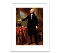 Artery8 Wall Art Print Painting Portrait Stuart US President George Washington Artwork Framed 9X7 Inch in White | Size: W7" x H9" Artery8 White W7" x H9"