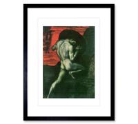 Artery8 Wall Art Print Painting Von Stuck Sisyphus Old Master Framed Artwork Framed 9X7 Inch in Black | Size: W7" x H9" Artery8 Black W7" x H9"