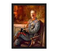 Artery8 Wall Art Print Paintings Portrait Kaiser Wilhelm II German Emperor Art Large Framed Wall Décor Art in Light Oak | Size: W18" x H24" Artery8 Light Oak W18" x H24"