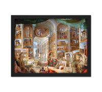 Artery8 Wall Art Print Panini Ancient Rome Monuments Allegory Painting Large Framed Wall Décor Art in Black | Size: W18" x H24" Artery8 Black W18" x H24"