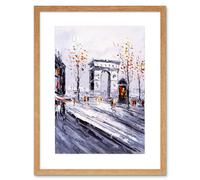 Artery8 Wall Art Print Parisian Cityscape Painting Art Framed 9x7 inch in Beige | Size: W7" x H9" Artery8 Beige W7" x H9"