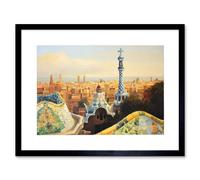 Artery8 Wall Art Print Park Guell Painting Barcelona Art Framed 9x7 inch in Black | Size: W7" x H9" Artery8 Black W7" x H9"